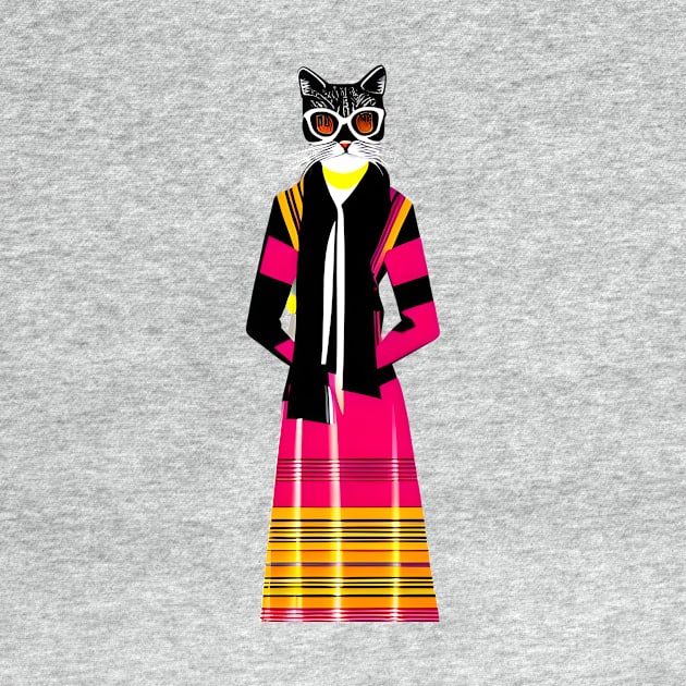 Fashionista Geometric Cubist Cat by Liesl Weppen